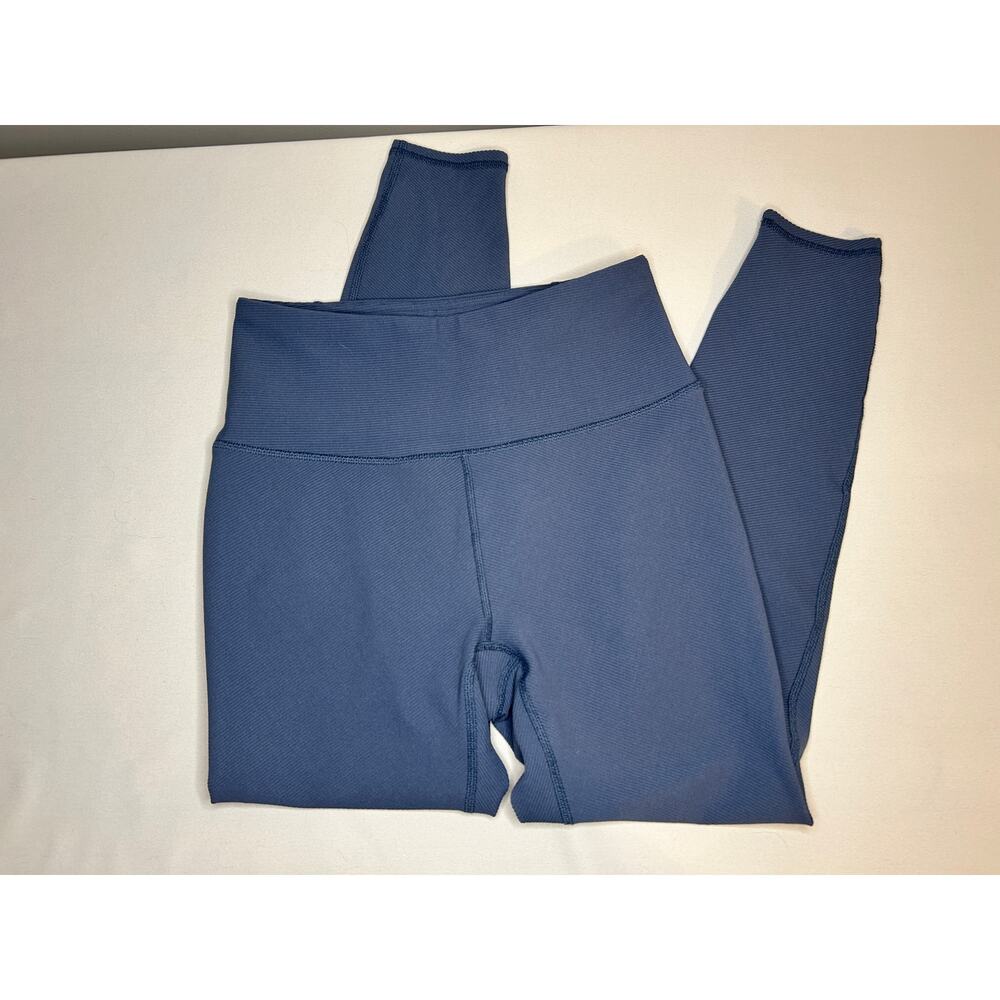 Harmony Balance Womens M Blue Ribbed Flare Leggings Crossover Waist Yoga Pants